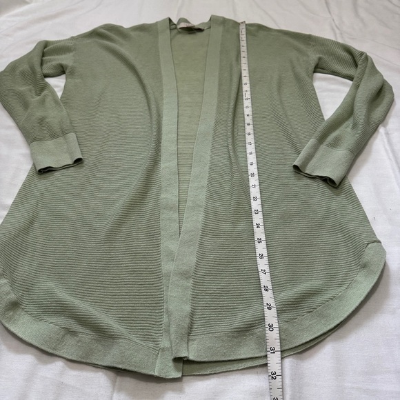 Loft Small Shirttail Open Cardigan Light Green Linen Blend Lightweight Preppy - Picture 5 of 8